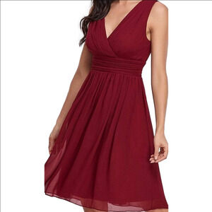Ever Pretty V-Neck Chiffon Fit And Flare Sleeveless Mini Dress Size 14